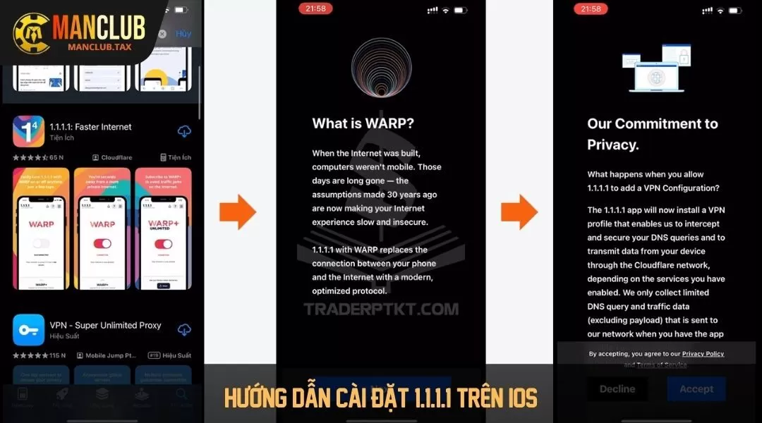 Cách tải 1.1.1.1 chơi MANCLUB trên IOS